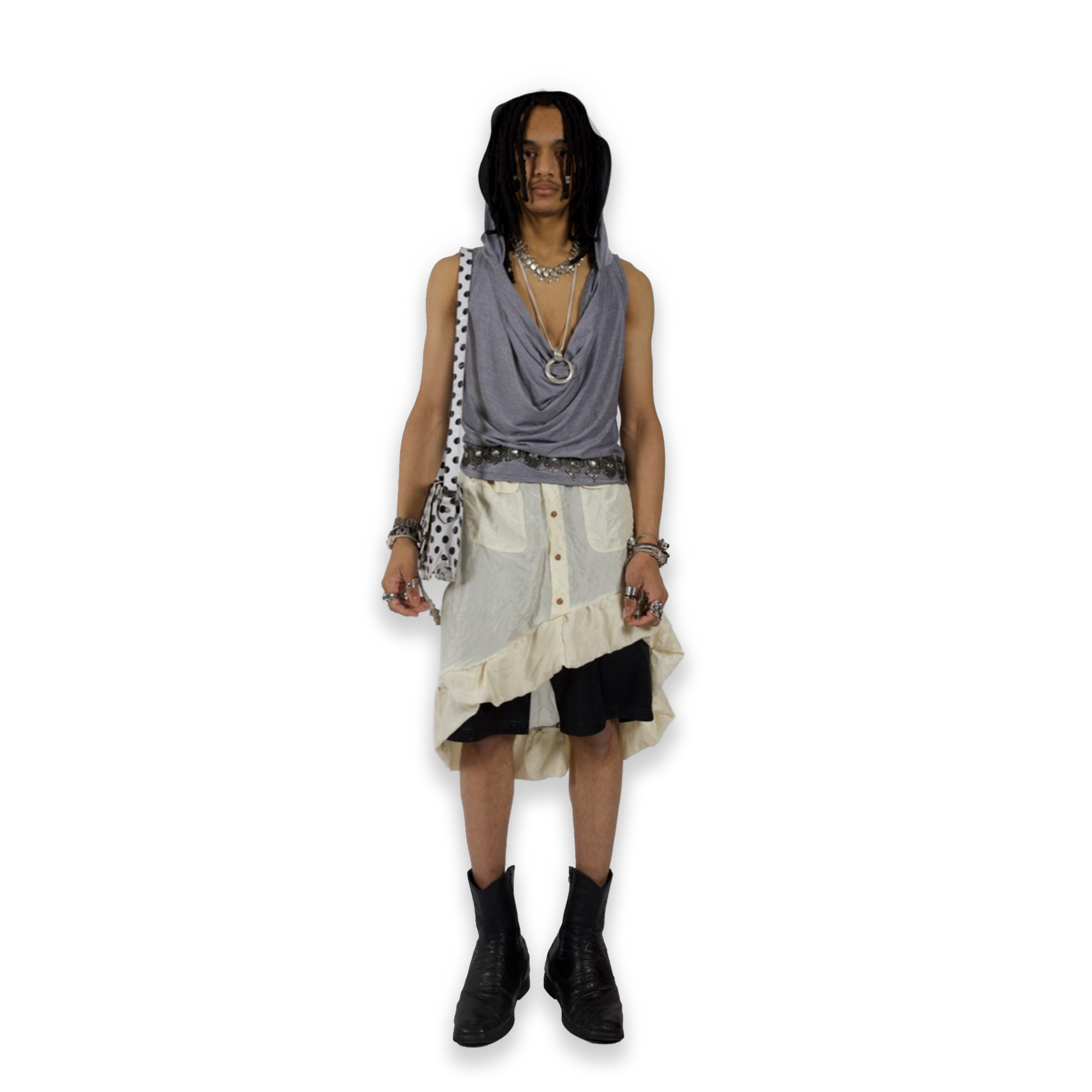 Silk Asymmetrical Midi Skirt